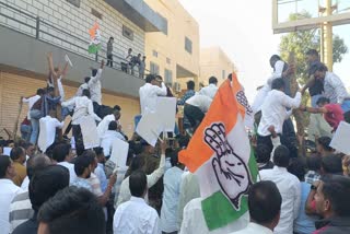 Congress protests at BJP office