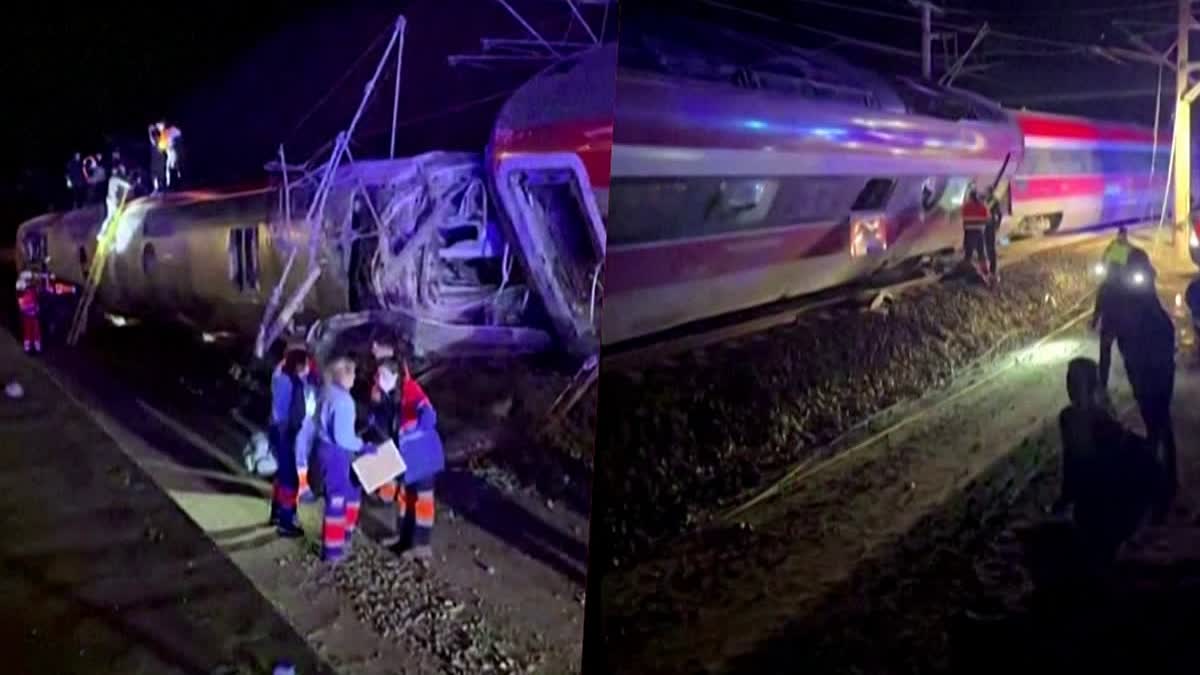 This video grab taken from UGC images posted on social media and verified by AFPTV teams in Madrid, shows emergency personnel working after a train accident in Adamuz, southern Spain, on January 18, 2026