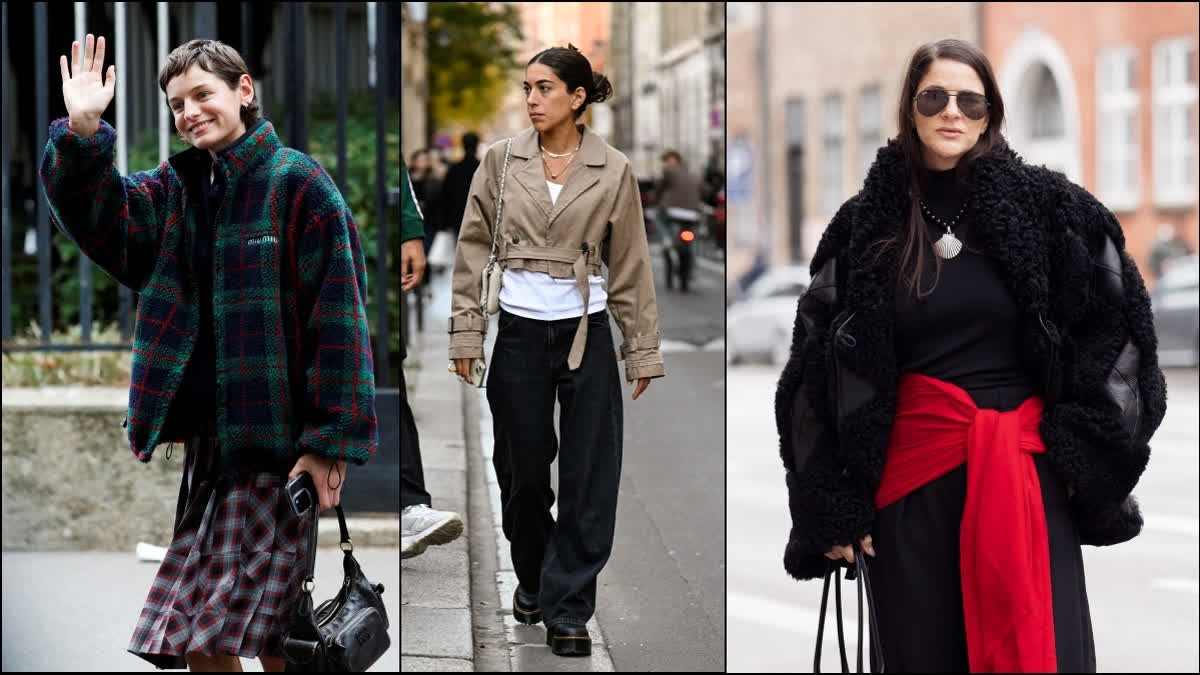 L-R: Tartan, military jacket and balloon sleeves