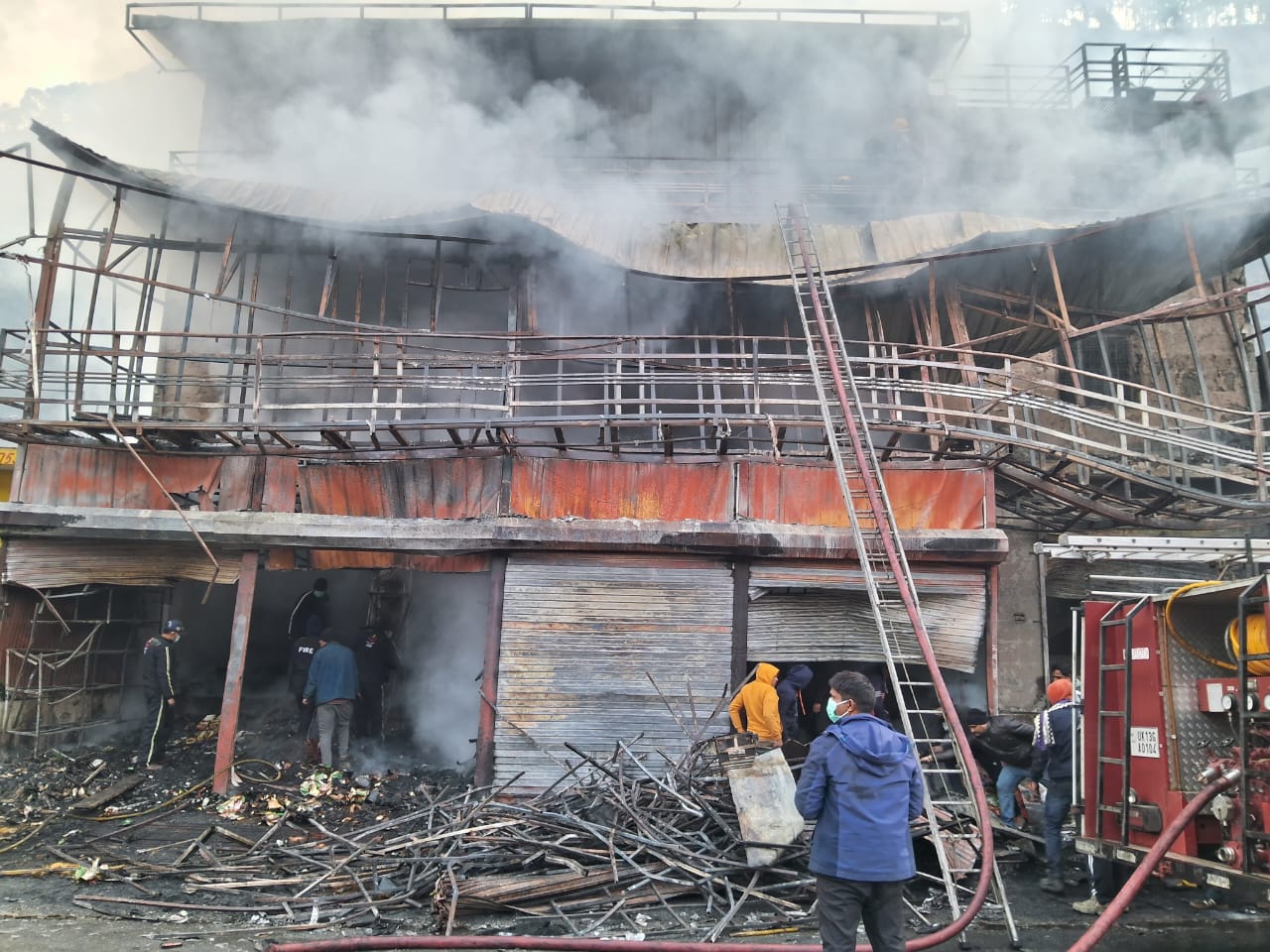 general store and a hotel caught fire