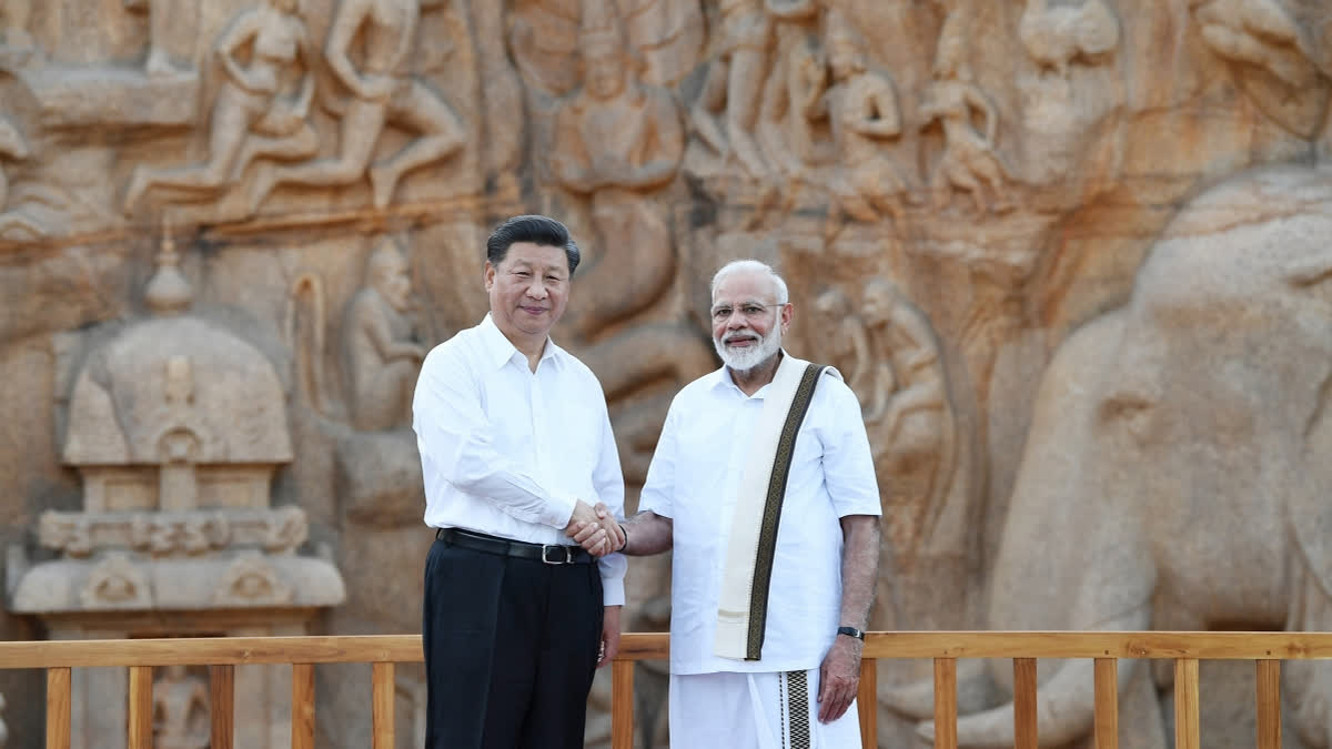 Prime Minister Narendra Modi with Chinese President Xi Jinping at Mamallapuram, Chennai in 2019.