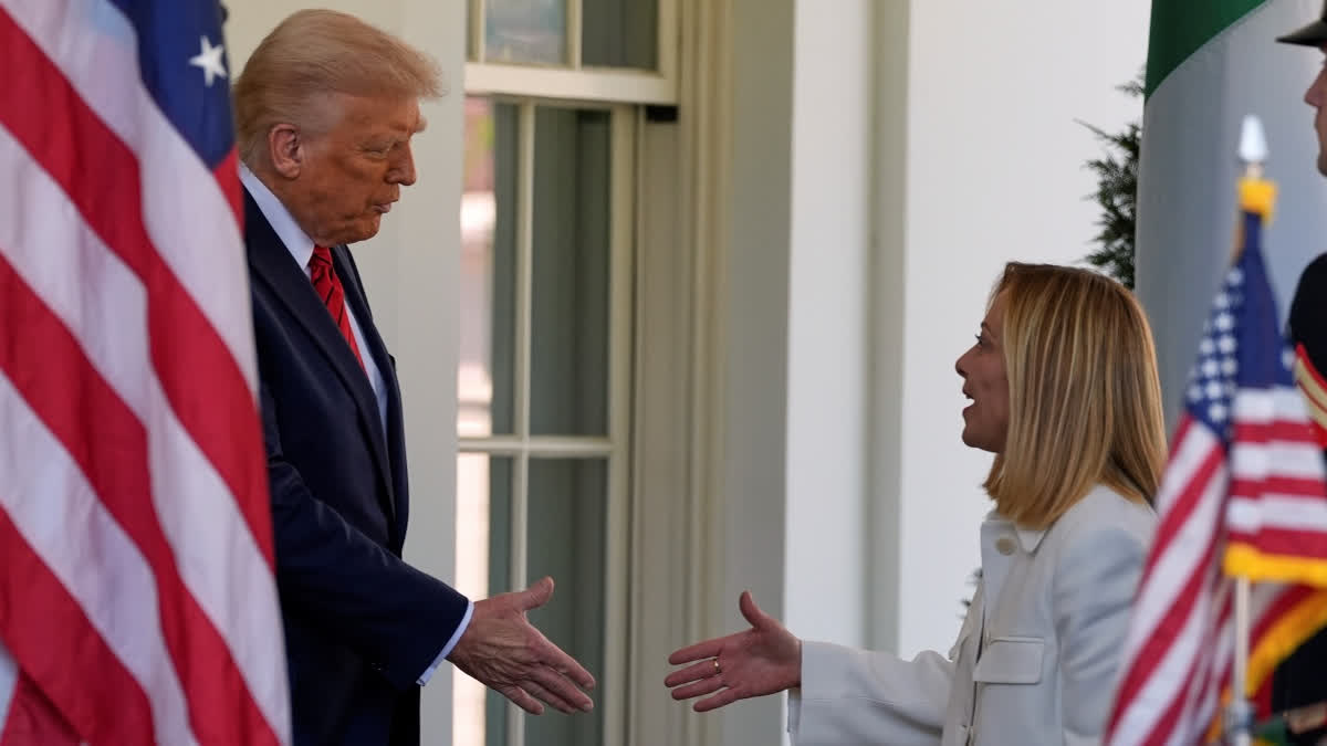 IMEC 'One Of The Greatest Economic Integration, Connectivity Projects Of This Century,' Says US-Italy Joint Statement President Donald Trump greets Italy's Prime Minister Giorgia Meloni at the White House, Thursday, April 17, 2025, in Washington.