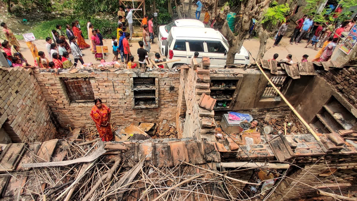 A riot-affected area amid a visit by National Commission for Women (NCW) Chairman Vijaya Rahatkar, in Murshidabad district, West Bengal, Saturday, April 19, 2025.