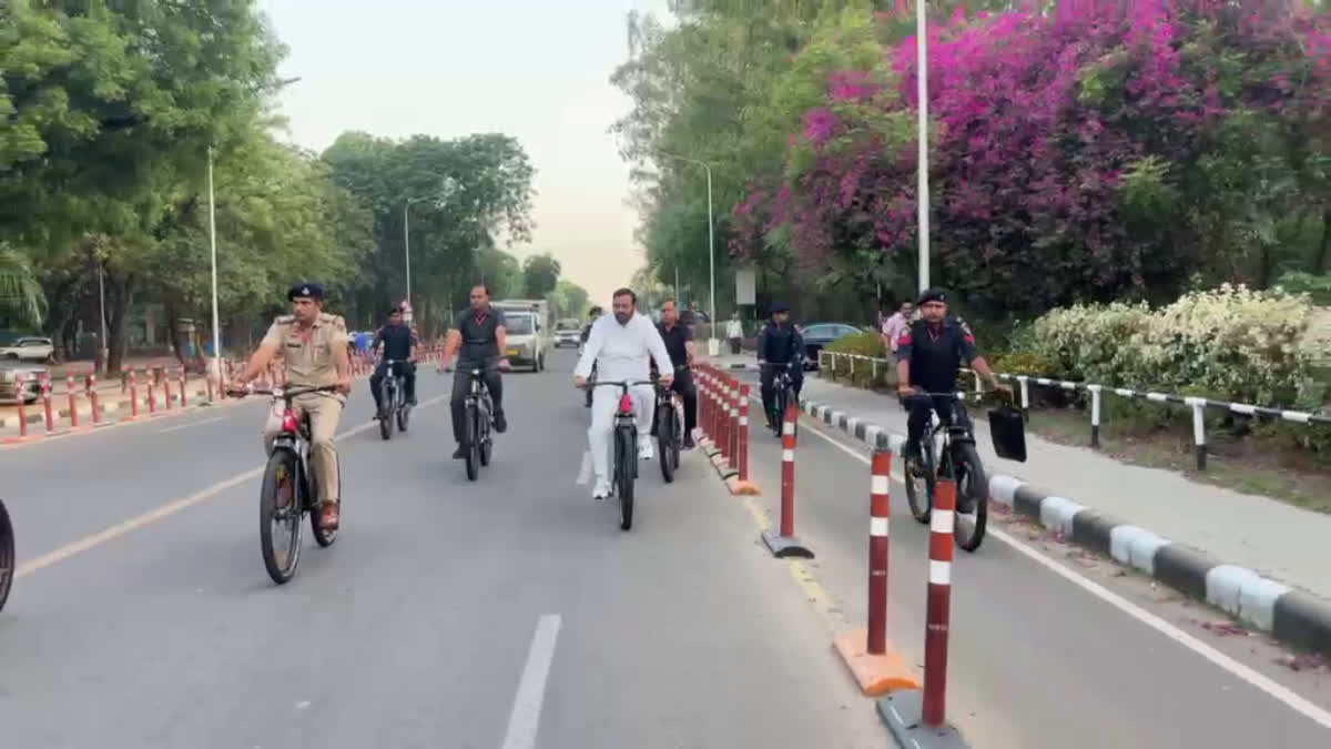 CM Saini rides bicycle