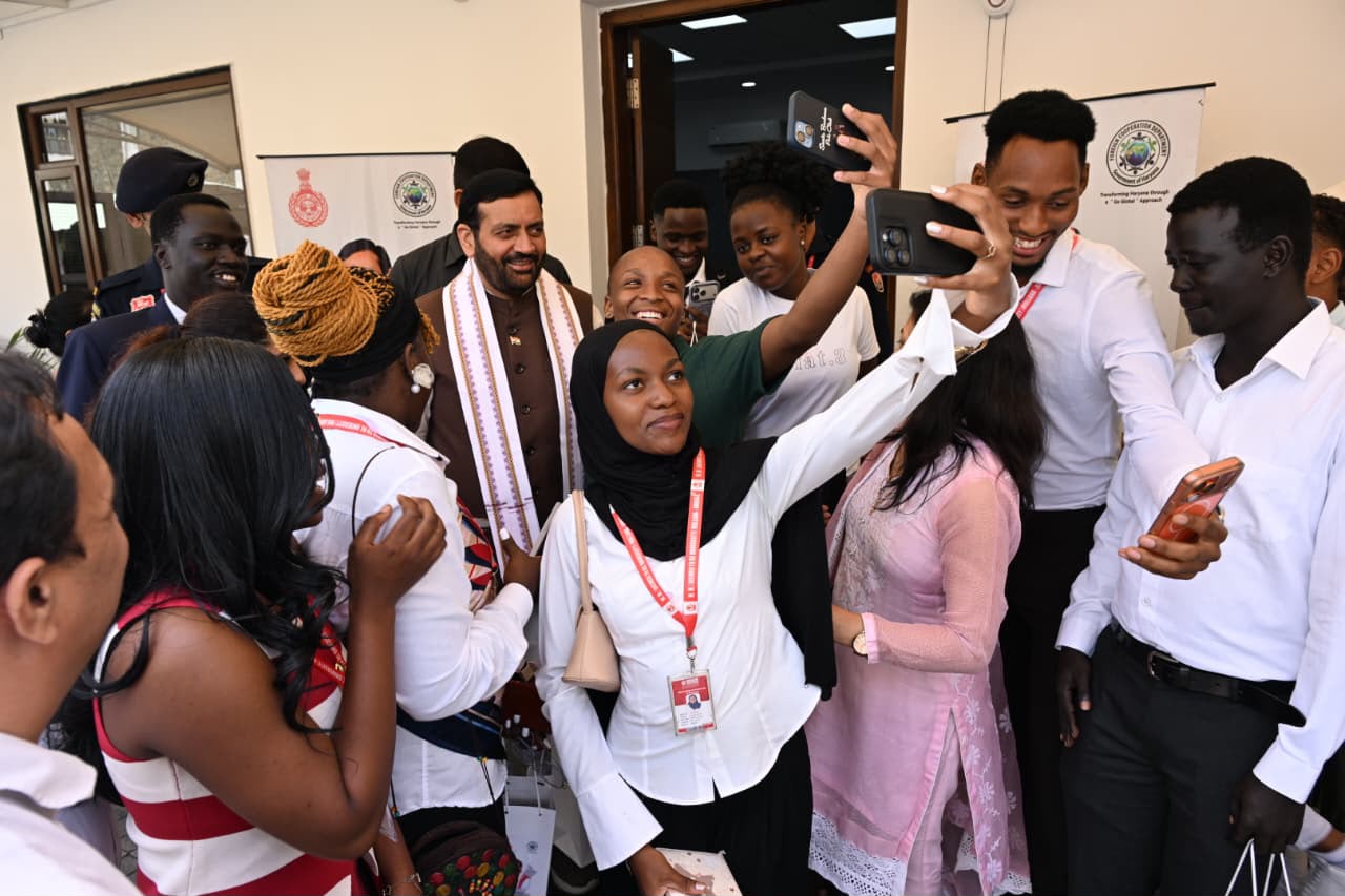 Haryana CM Nayab Singh Saini interacts with students from 14 countries
