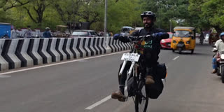 KERALA CYCLIST ANTI DRUG CAMPAIGN  EVEREST BASE CAMP  SANEED  MAN CYCLES ON ONE WHEELED BICYCLE