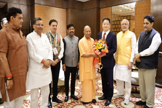 Uttar Pradesh Chief Minister Yogi Adityanath meets Yamanashi Governor Kotaro Nagasaki during the UP-Japan Investment Meet 2026 in New Delhi on Wednesday.