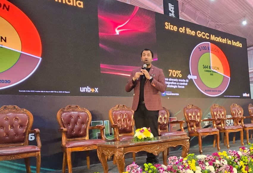 Saveen Hegde discussing GCC market in India at Bengaluru Tech Summit