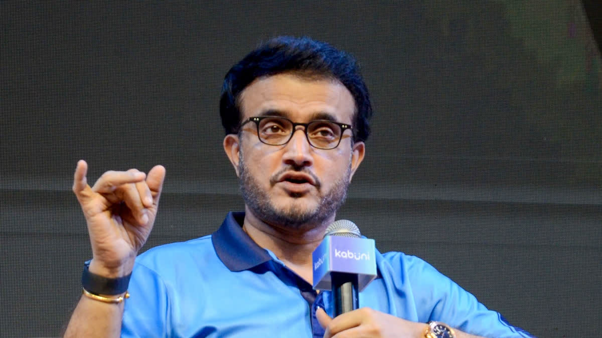 Former Indian cricketer Sourav Ganguly during the launch of ‘Kabuni’, the world’s first interactive AI-powered cricket coach for everyone, in Kolkata, Monday, November 10, 2025.