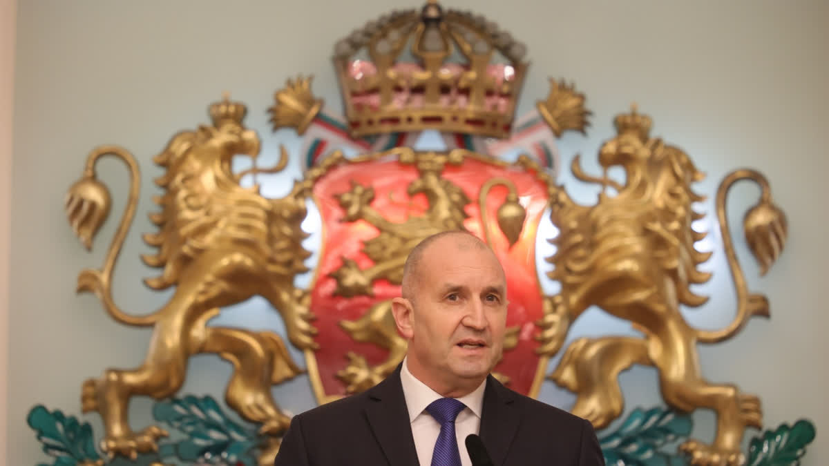 Bulgaria's President Rumen Radev announces that he is stepping down from his position at Bulgarian Presidency, Sofia, Bulgaria, Monday, Jan. 19, 2026