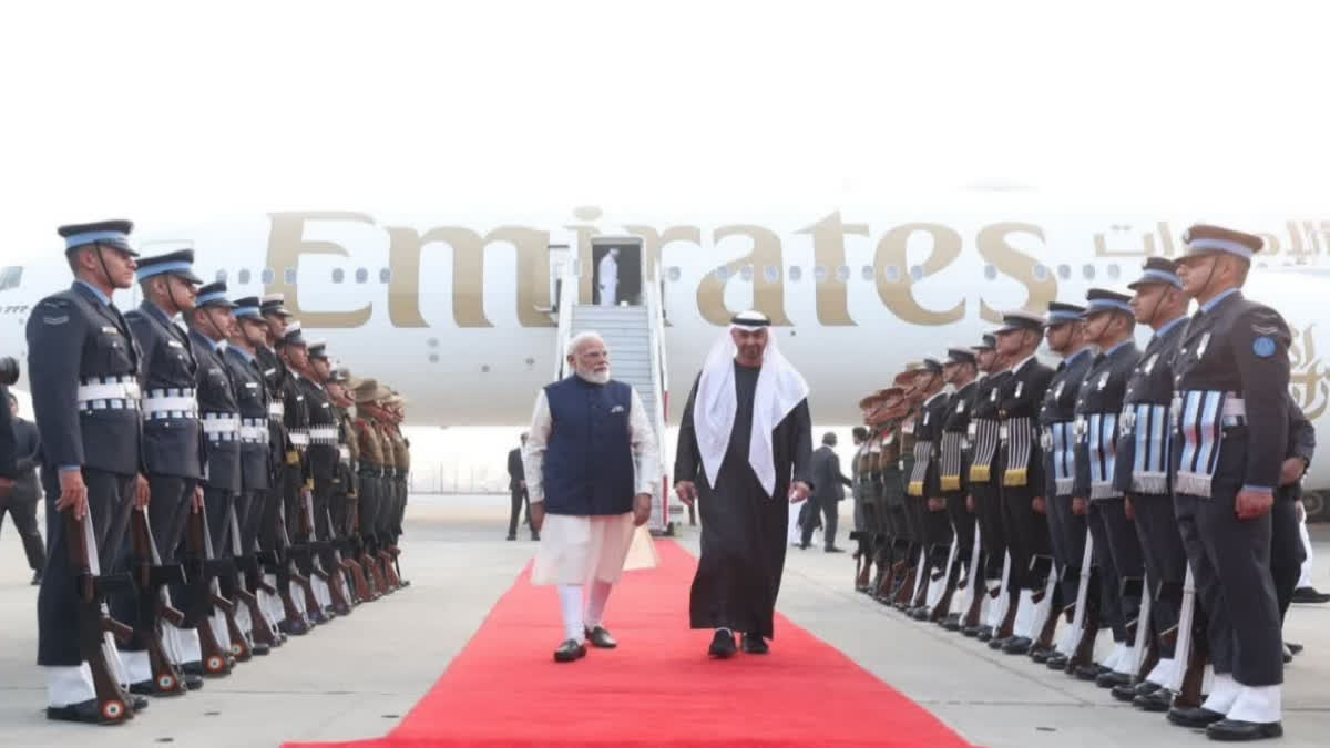 PM Modi receives UAE President Sheikh Mohamed bin Zayed Al Nahyan at Delhi airport