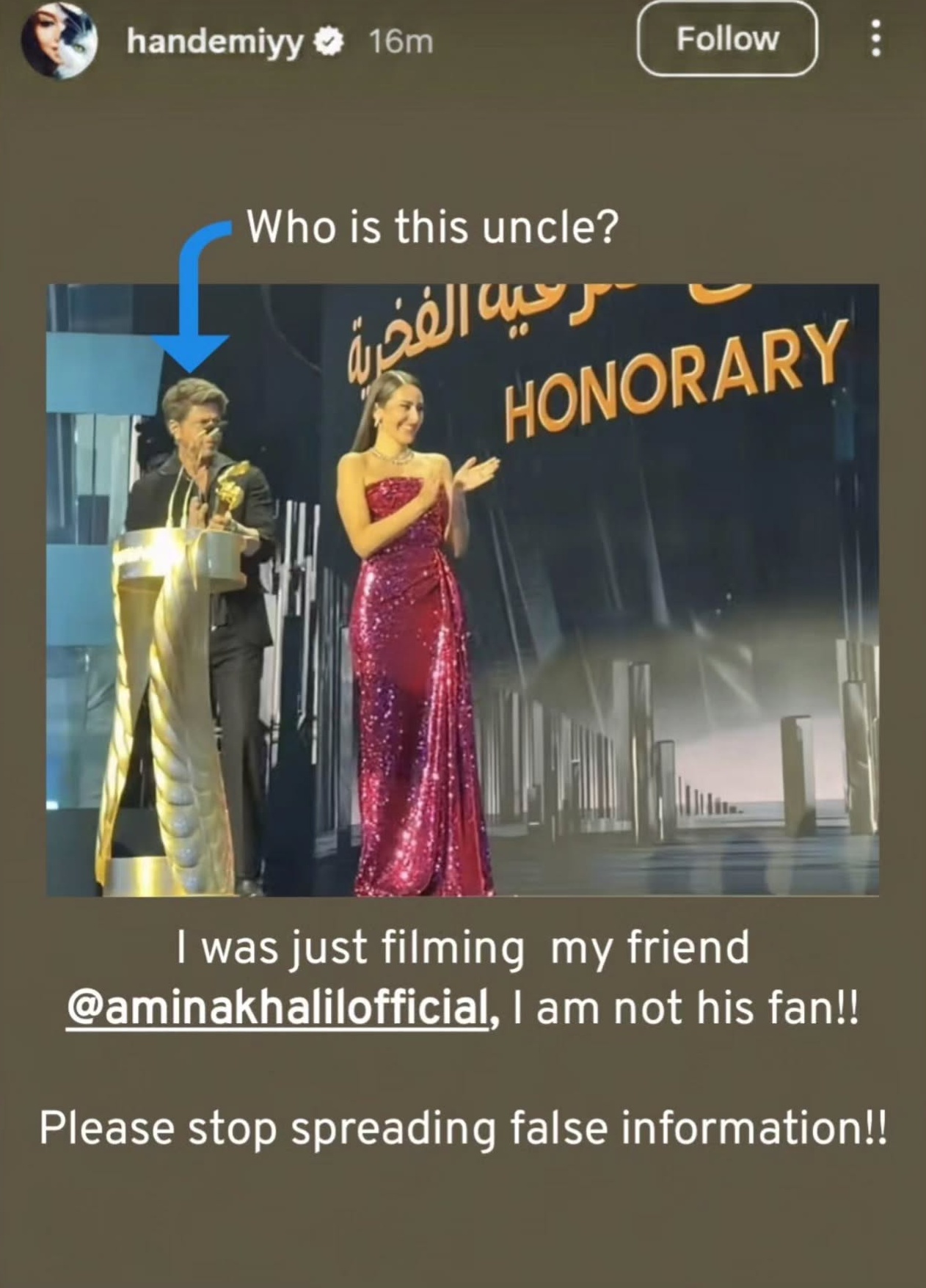 shah rukh khan joy awards 2026 Turkish actress hande ercel reacts to a viral video asks who is this uncle