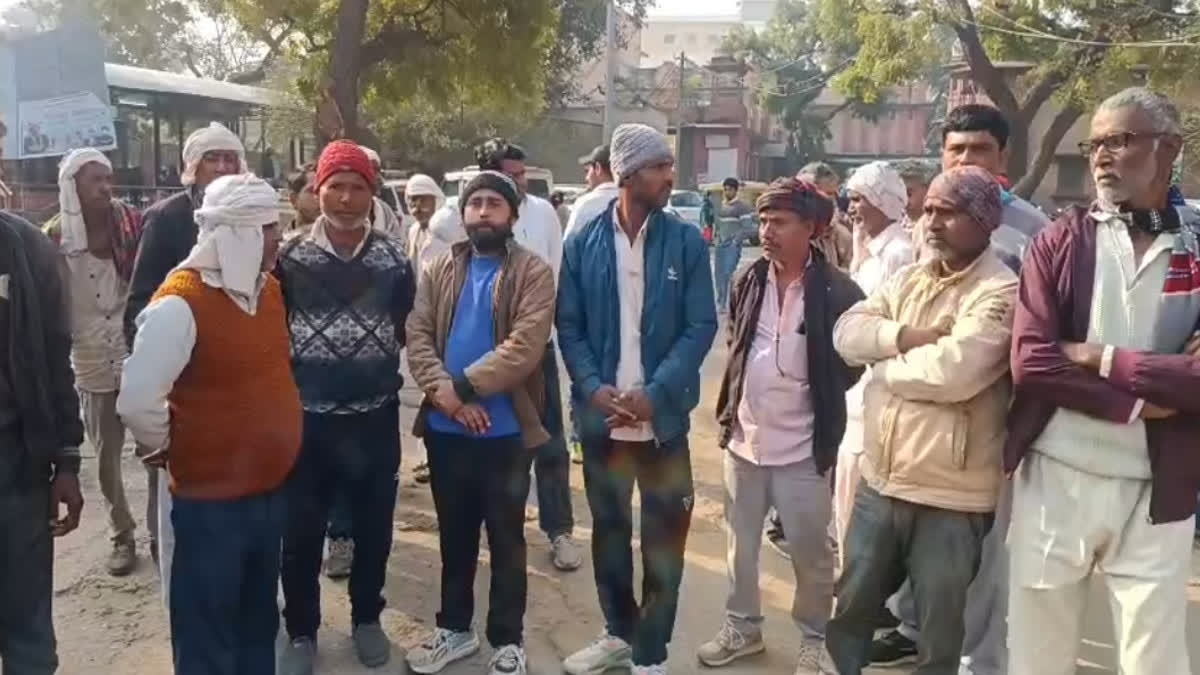 Relatives gathered outside the mortuary