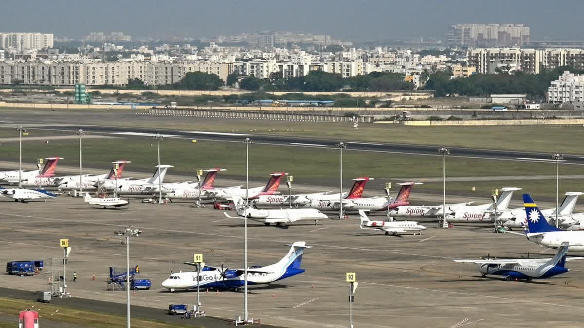 DGCA Asks Airlines To Avoid 9 Airspaces, Ensure Robust Contingency Plans Amid West Asia Conflict Passenger aircrafts are seen parked at a airport in Chennai on January 31, 2026.