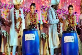 Drum and rattle gifted to groom and bride.