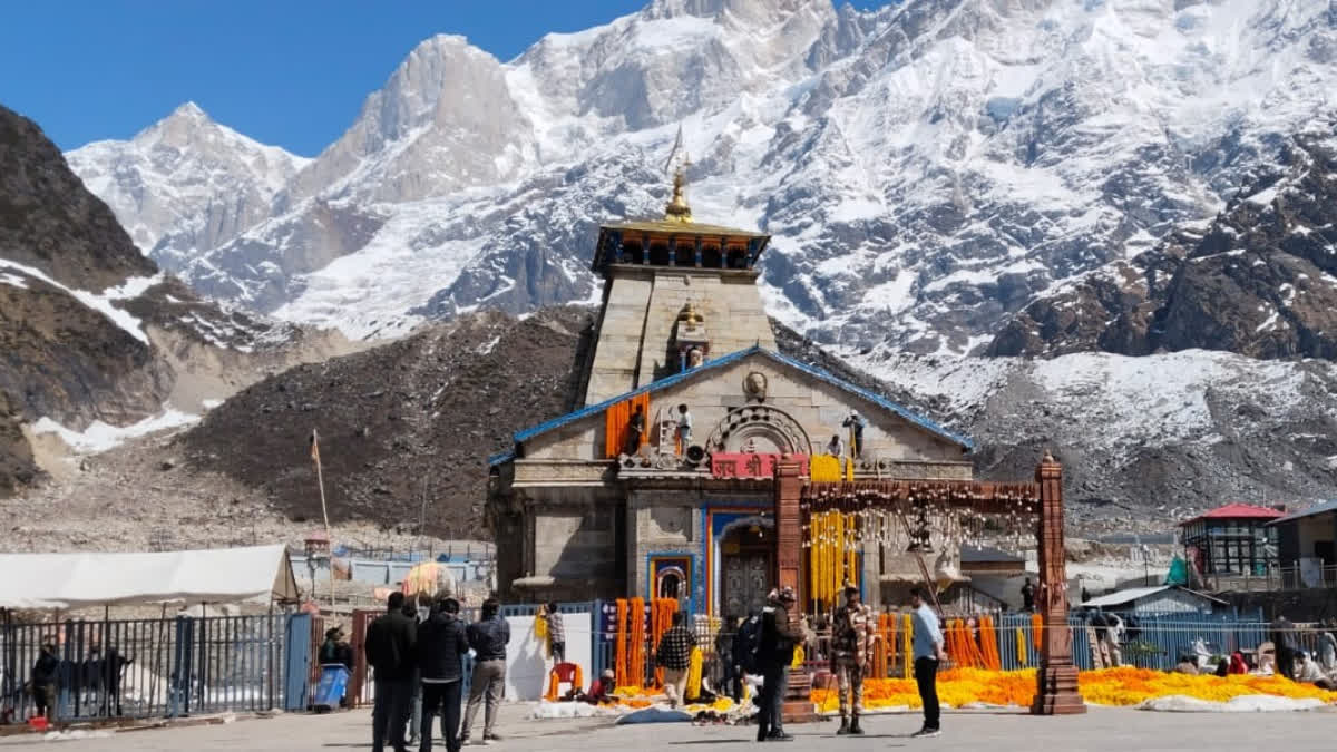 Preparations are on in the Kedarnath Temple.