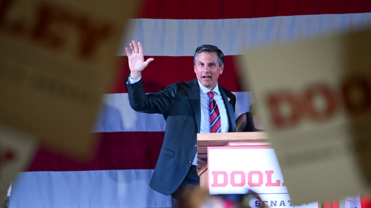 Georgia Republicans Dig In For Runoffs For Senate And Governor As Campaigns Go Into Overtime Republican gubernatorial candidate Derek Dooley speaks to supporters at his election night party Tuesday, May 19, 2026, in Atlanta.
