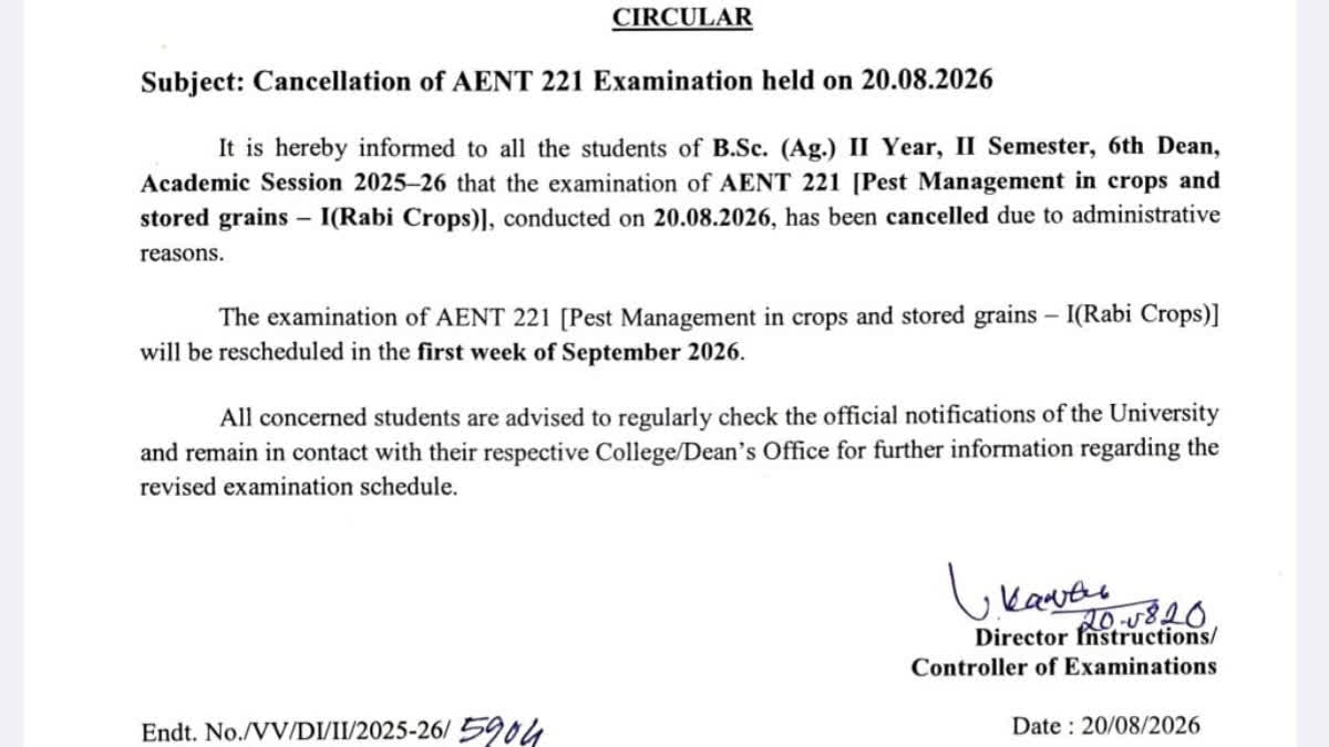 BSc Agriculture Exam Cancelled At Raipur University Amid Paper Leak Allegations