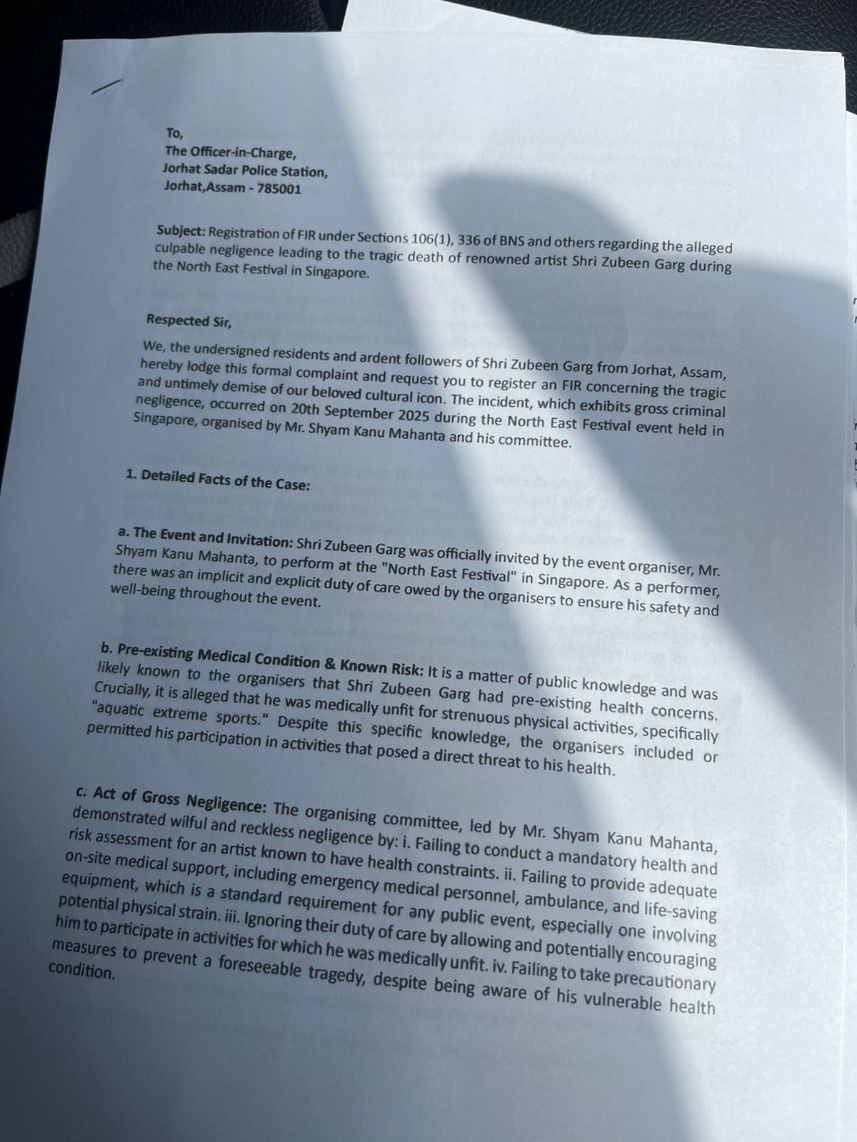 Zubeen Garg death case