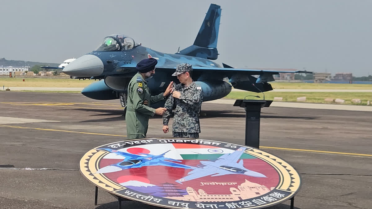 The ongoing joint air exercise "Veer Guardian-2026" between India and Japan at Jodhpur Air Force Station in Rajasthan saw a historic participation of the air chiefs of both countries on Sunday morning.