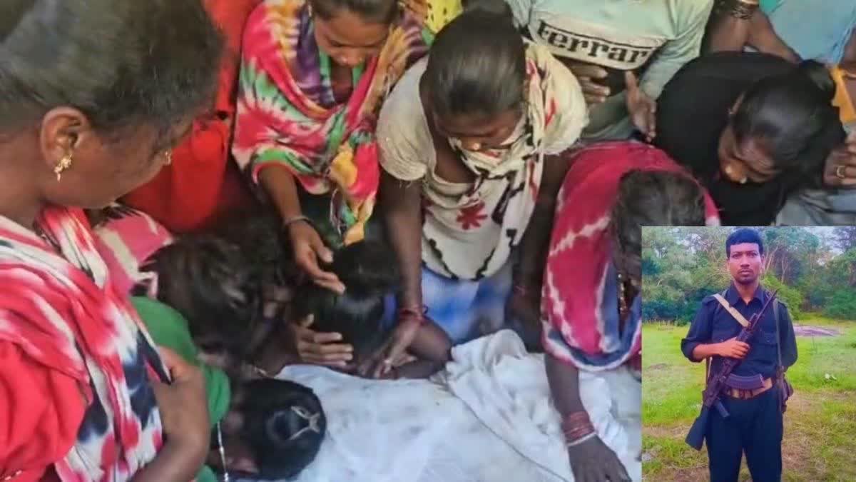 Family members lament Madvi Hidma's death in Poorvati village of Chhattishgarh on Thursday.