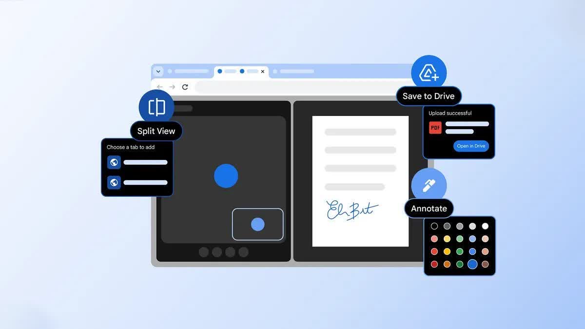 Google Split View, PDF Annotations, And Save To Drive Chrome Features