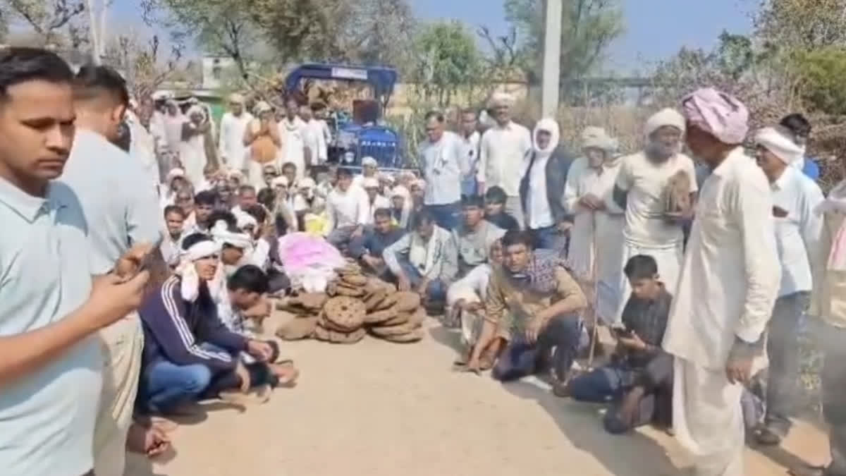 Villagers protesting