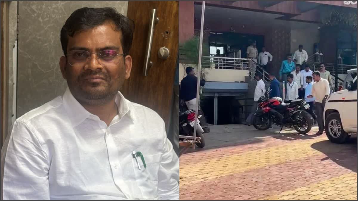 आमदार डॉ चंद्रू लमाणी आणि लोकायुक्त अधिकारी रुग्णालयाजवळ