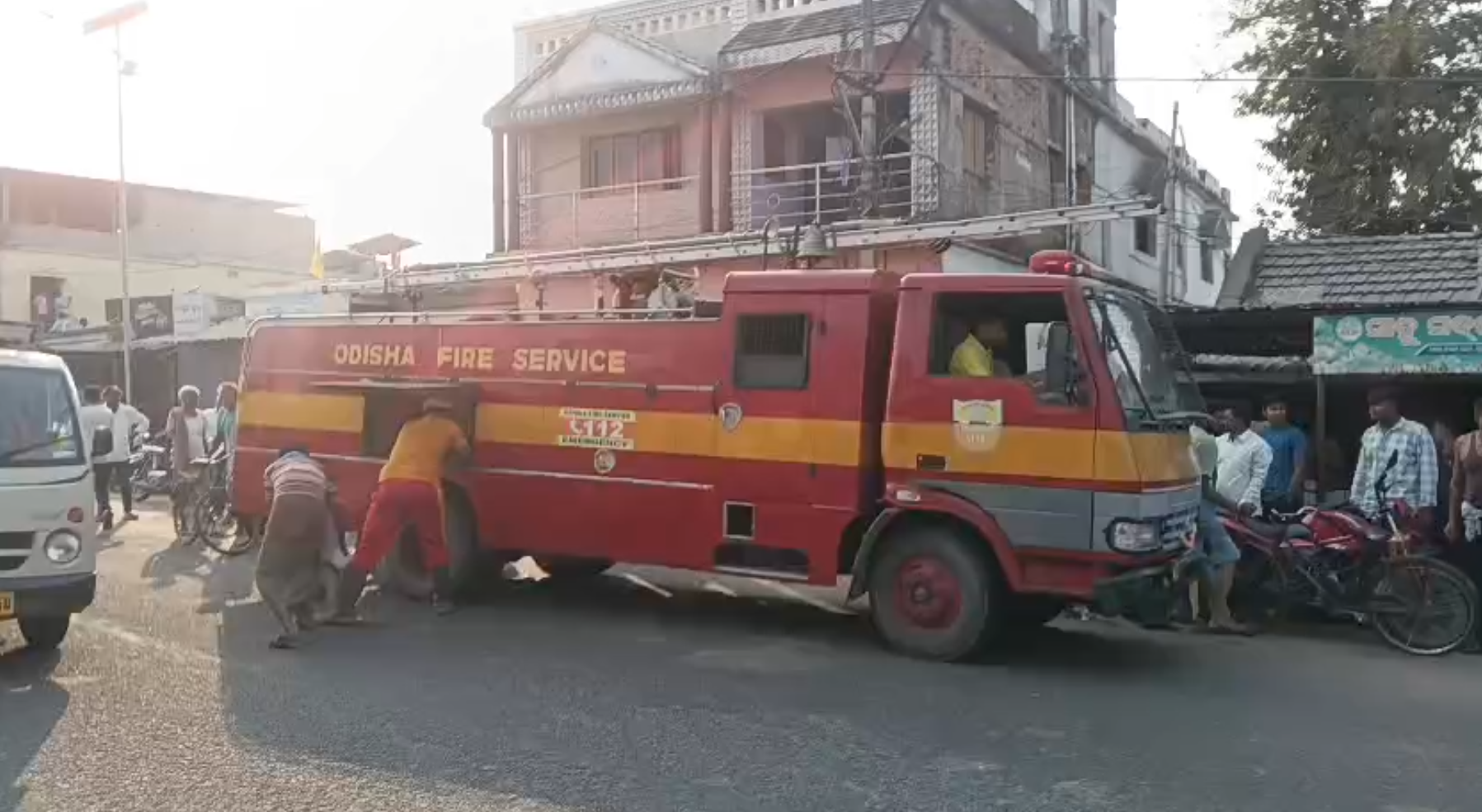 Firefighters at the scene.