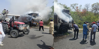 truck fire in Moga