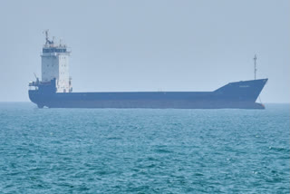 A tanker sits anchored in the Strait of Hormuz off the coast of Qeshm Island, Iran, Saturday, April 18, 2026.