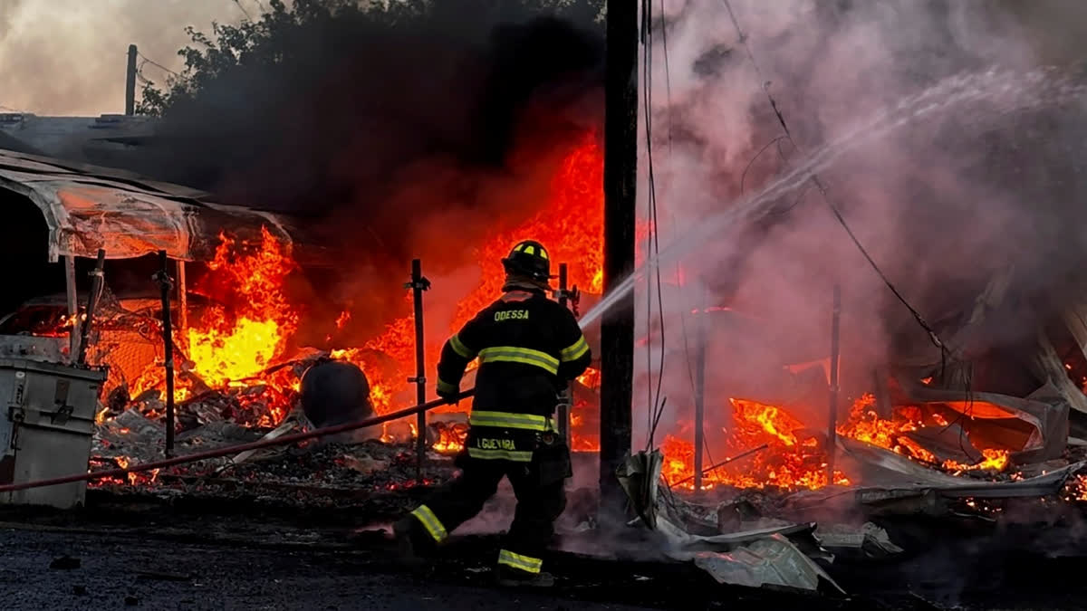 2 Killed In West Texas Plane Crash That Set Off A Fire And Injured A Woman This image provided by Mark Matta shows a firefighter working on the scene of a plane crash in Odessa, Texas, Tuesday, Aug. 20, 2024.