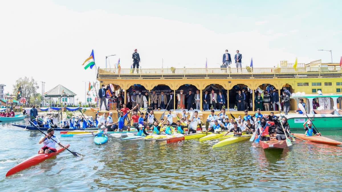 First Khelo India Water Sports Festival To Begin At Kashmir's Dal Lake Today A file photo of water sports participants in Dal Lake.