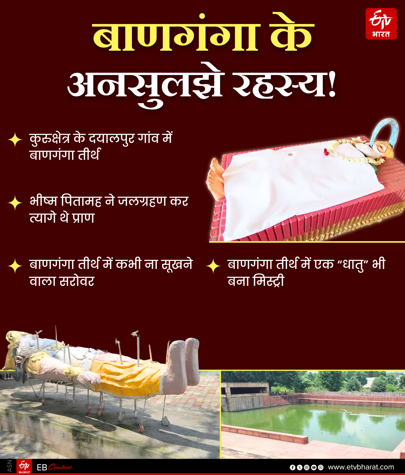 Baan ganga Tirtha of Kurukshetra Arjun shot an arrow gave Ganga water to Bhishma Pitamah during Mahabharata