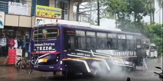 Smoke Emitting From Moving Bus in Middle Road at Kendrapada