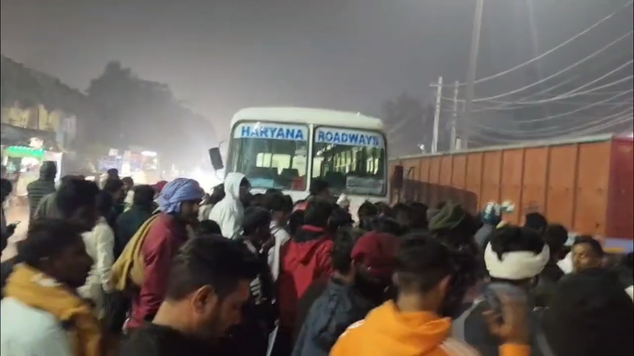 Haryana Roadways bus crushed two bike riders in Karnal