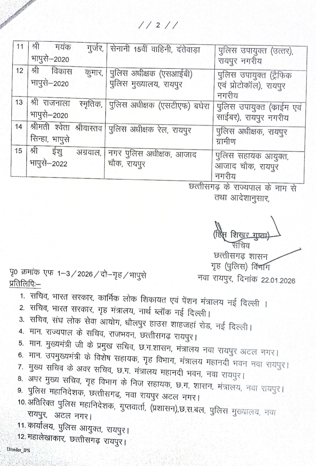 Raipur implements Police Commissioner system