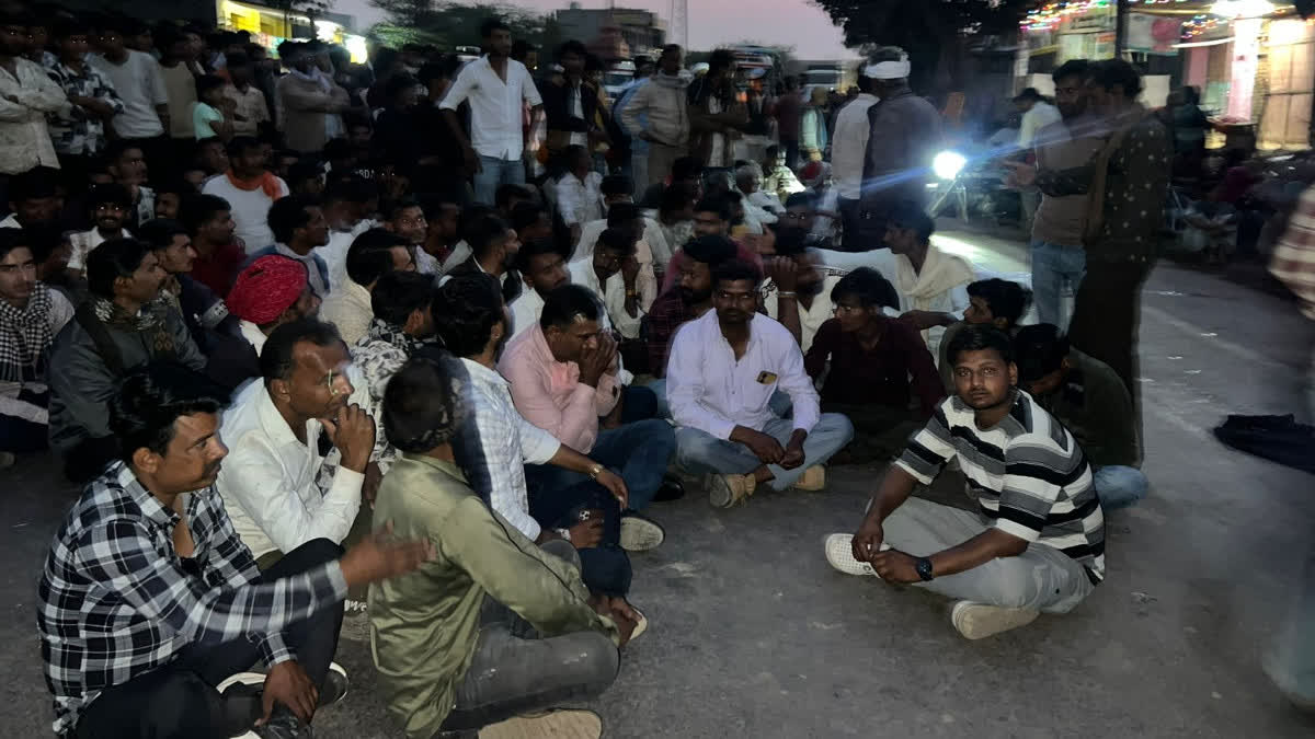 Villagers protesting at the accident site