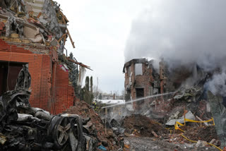 Russian Missile And Drone Barrage Hits Kyiv Suburbs, Killing 1