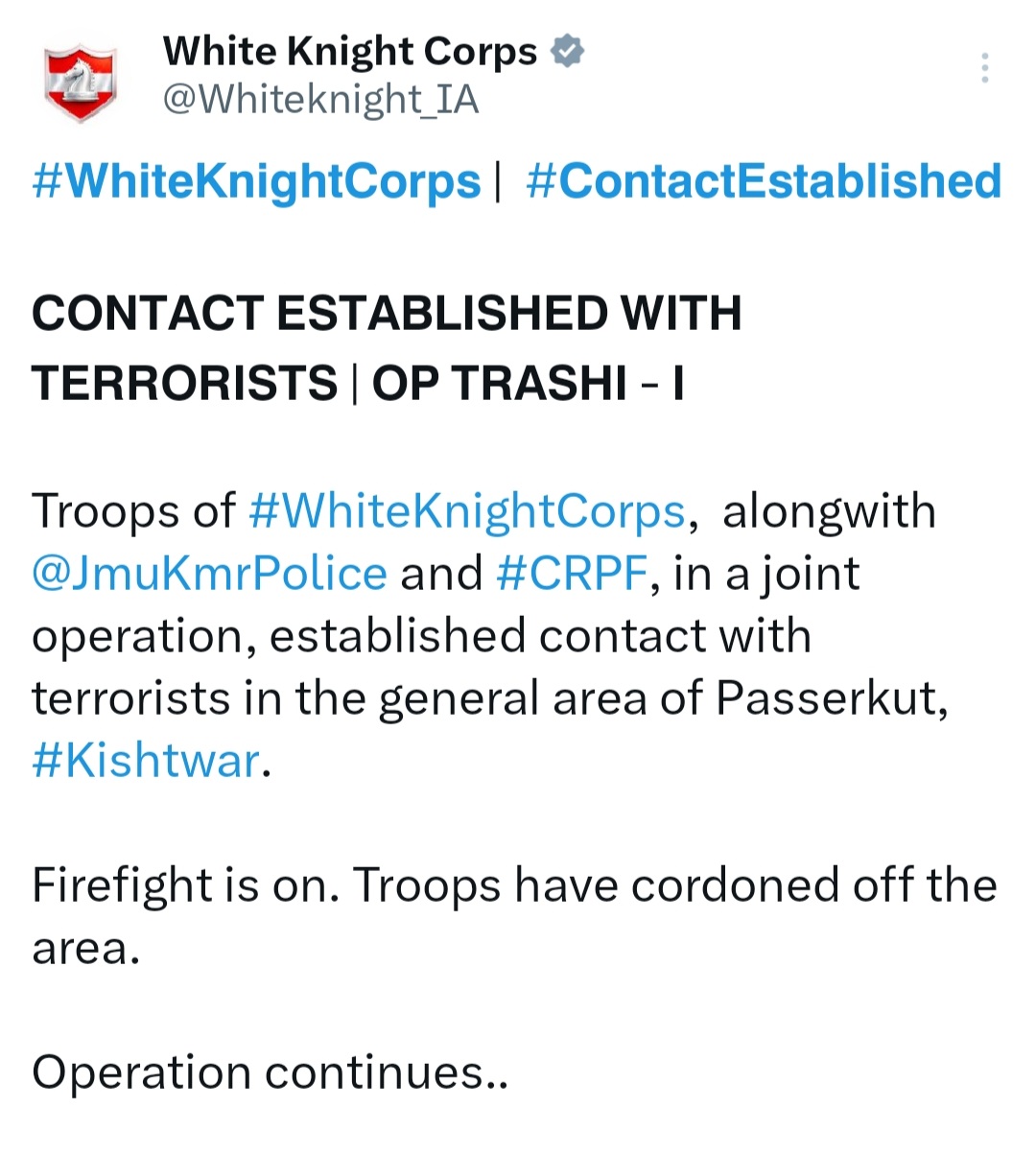 Encounter breaks out between security forces and terrorists in Kishtwar of Jammu and Kashmir Urdu News