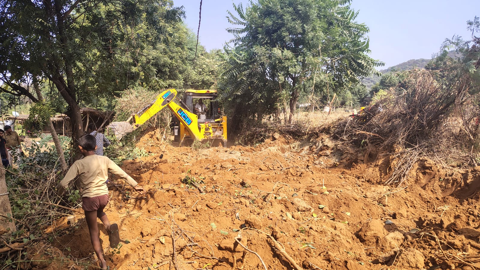 Road opened with JCB