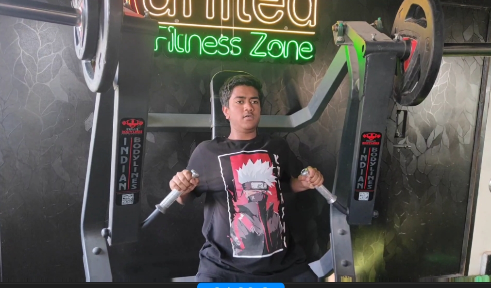 A youth works out at a gym in Srinagar