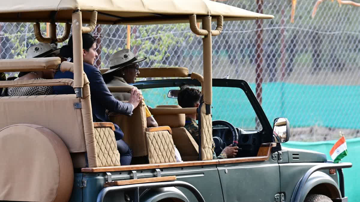 President Droupadi Murmu tours Kuno National Park during her two-day visit.