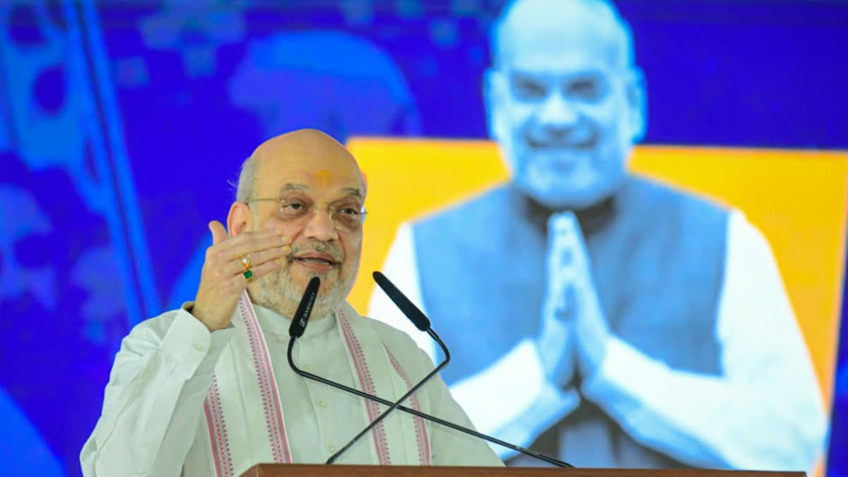 Next-Gen GST Reforms Testament To Modi's Resolve To Serve Poor, Farmers: Shah Union Home and Cooperation Minister Amit Shah addresses the gathering during the foundation stone laying of Shri Parasmal Bohra Netraheen Mahavidyalaya in Jodhpur on Sunday, September 21, 2025.