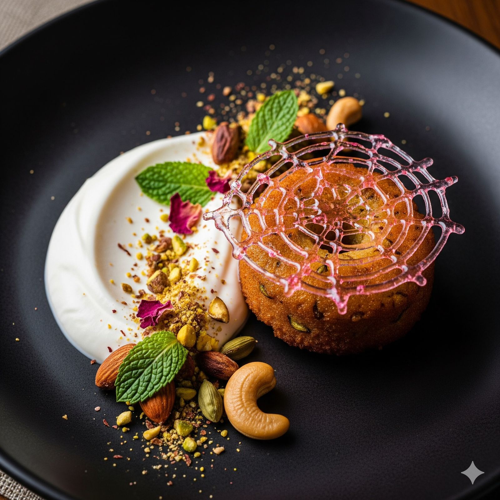 Mawa Yogurt Cake with Rose-Infused Sugar Glaze and Nuts