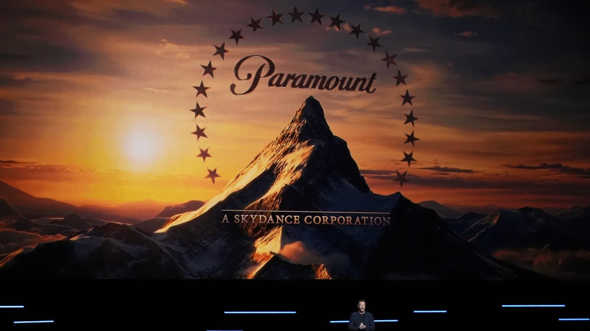 FILE - David Ellison, CEO of Paramount Skydance, speaks during the Paramount Pictures presentation at CinemaCon on April 16, 2026, at Caesars Palace in Las Vegas.