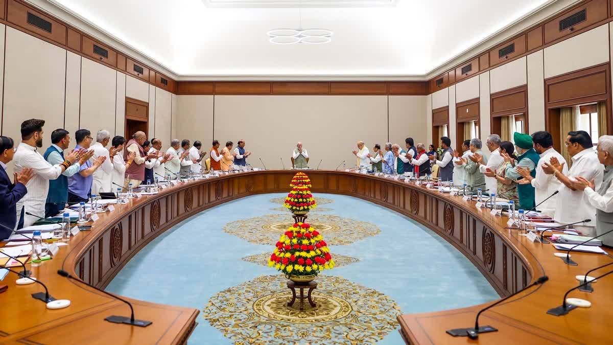PM Modi during a meeting with union cabinet ministers in Delhi