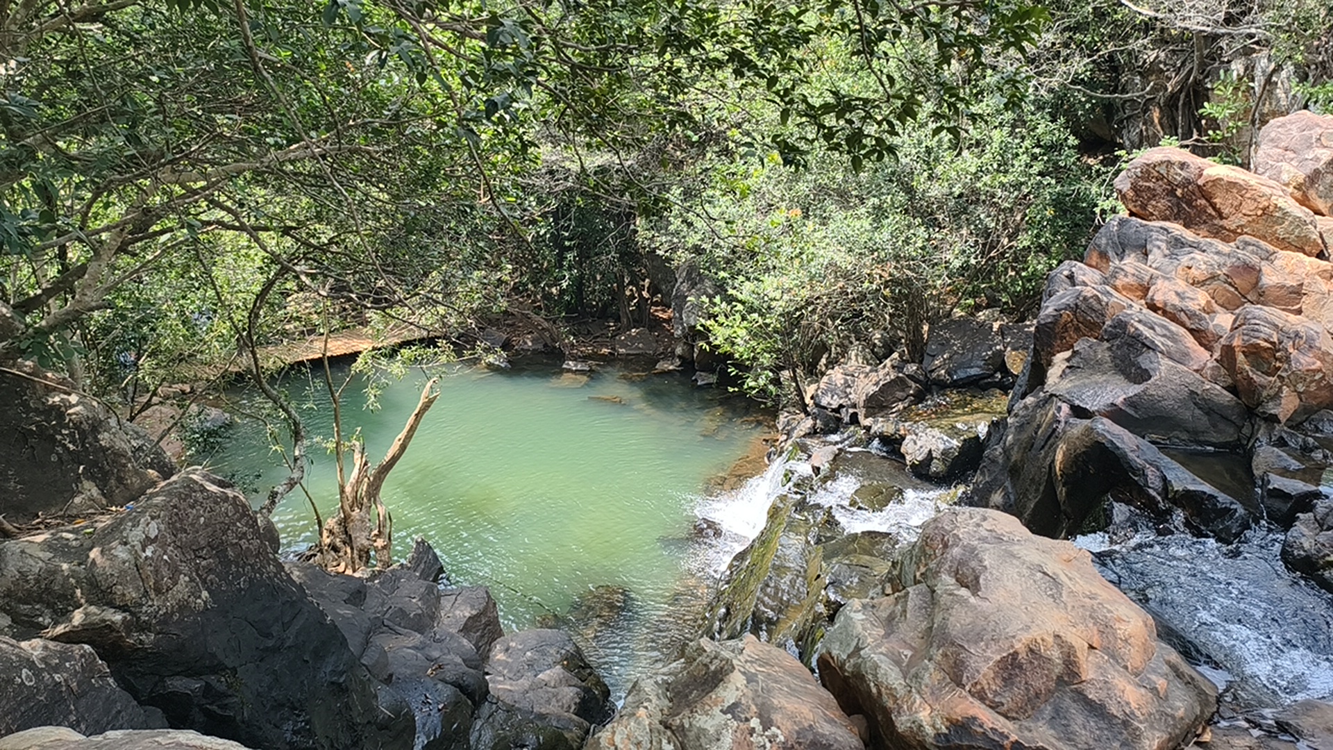 Water cascading down from mountains