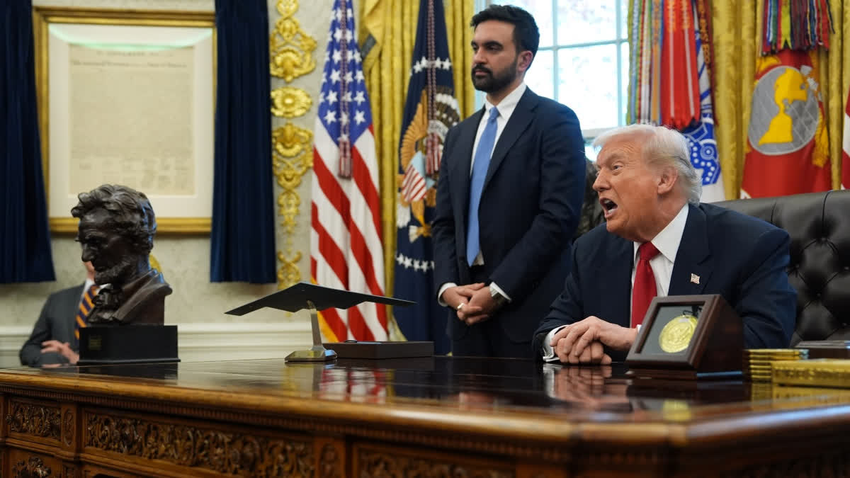 President Donald Trump talks after meeting with New York City Mayor-elect Zohran Mamdani in the Oval Office of the White House, Friday, Nov. 21, 2025, in Washington.