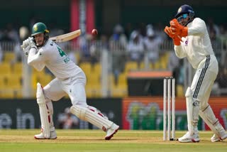 South Africa's Ryan Rickelton plays a shot on the first day of the second cricket test match between India and South Africa in Guwahati, India, Saturday, Nov. 22, 2025